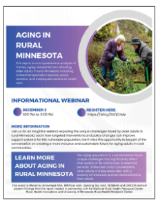 Flyer for Aging in Rural Minnesota webinar