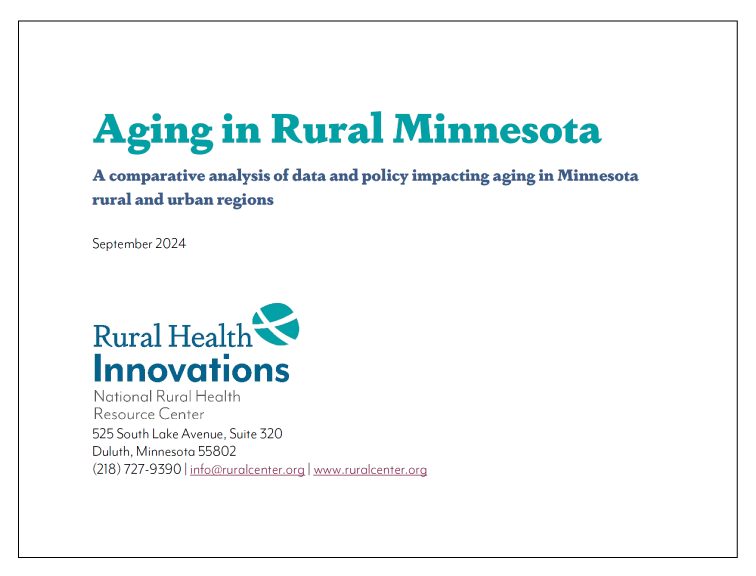 Aging in Rural Minnesota report cover