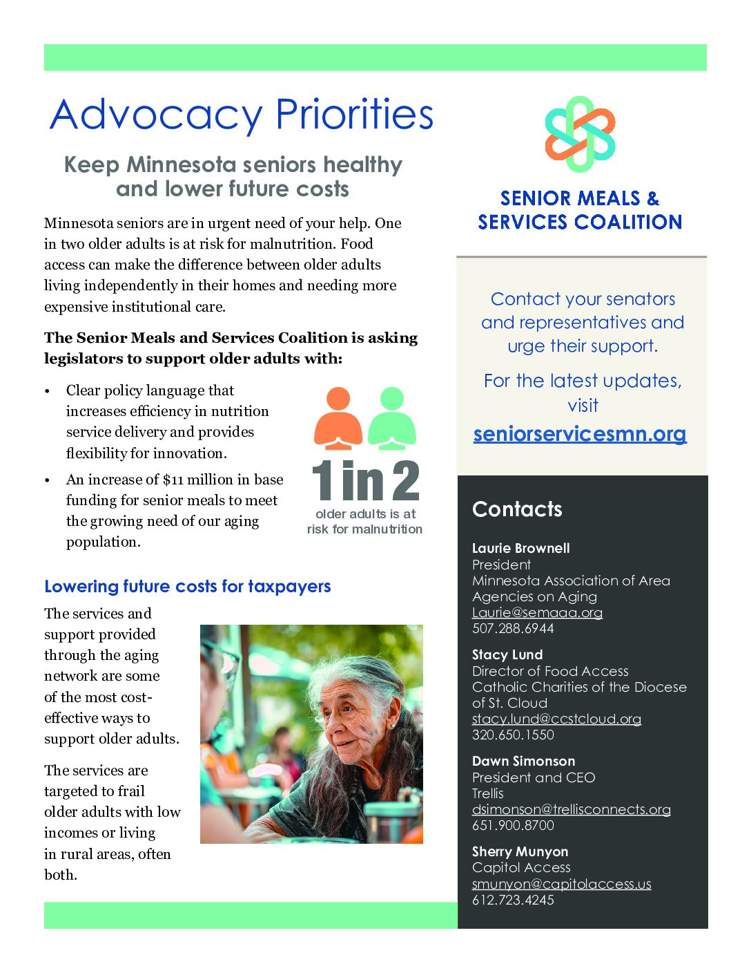 Senior Meals & Services Coalitiion call to action.